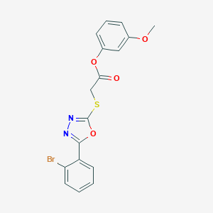 molecular formula C17H13BrN2O4S B417587 [5-(2-Bromo-phenyl)-[1,3,4]oxadiazol-2-ylsulfanyl]-acetic acid 3-methoxy-phenyl ester 