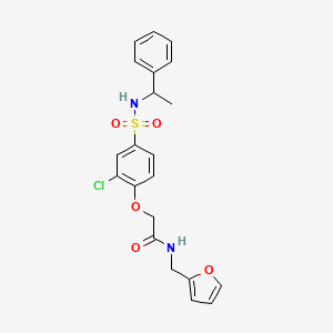 molecular formula C21H21ClN2O5S B4175875 2-(2-chloro-4-{[(1-phenylethyl)amino]sulfonyl}phenoxy)-N-(2-furylmethyl)acetamide CAS No. 827014-23-3
