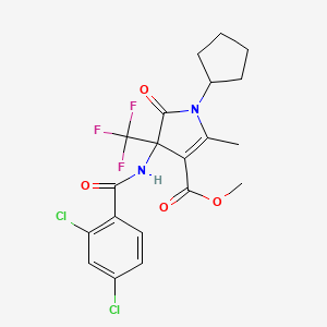 molecular formula C20H19Cl2F3N2O4 B4175879 methyl 1-cyclopentyl-4-[(2,4-dichlorobenzoyl)amino]-2-methyl-5-oxo-4-(trifluoromethyl)-4,5-dihydro-1H-pyrrole-3-carboxylate 