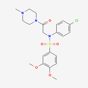 molecular formula C21H26ClN3O5S B4175889 N-(4-chlorophenyl)-3,4-dimethoxy-N-[2-(4-methyl-1-piperazinyl)-2-oxoethyl]benzenesulfonamide 