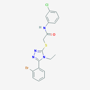 molecular formula C18H16BrClN4OS B417592 2-{[5-(2-bromophenyl)-4-ethyl-4H-1,2,4-triazol-3-yl]sulfanyl}-N-(3-chlorophenyl)acetamide 