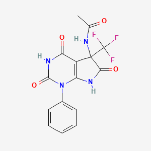 molecular formula C15H11F3N4O4 B4175931 N-[2,4,6-trioxo-1-phenyl-5-(trifluoromethyl)-2,3,4,5,6,7-hexahydro-1H-pyrrolo[2,3-d]pyrimidin-5-yl]acetamide 