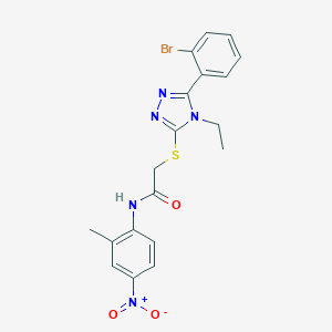 molecular formula C19H18BrN5O3S B417595 2-{[5-(2-bromophenyl)-4-ethyl-4H-1,2,4-triazol-3-yl]sulfanyl}-N-{4-nitro-2-methylphenyl}acetamide 