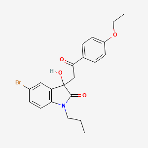 molecular formula C21H22BrNO4 B4175966 5-bromo-3-[2-(4-ethoxyphenyl)-2-oxoethyl]-3-hydroxy-1-propyl-1,3-dihydro-2H-indol-2-one 