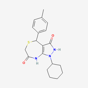 molecular formula C19H23N3O2S B4175974 1-cyclohexyl-3-hydroxy-4-(4-methylphenyl)-4,8-dihydro-1H-pyrazolo[3,4-e][1,4]thiazepin-7(6H)-one 