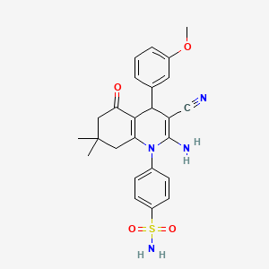 molecular formula C25H26N4O4S B4175985 4-[2-amino-3-cyano-4-(3-methoxyphenyl)-7,7-dimethyl-5-oxo-5,6,7,8-tetrahydro-1(4H)-quinolinyl]benzenesulfonamide 