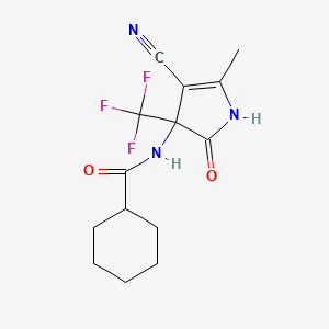 molecular formula C14H16F3N3O2 B4176017 N-[4-cyano-5-methyl-2-oxo-3-(trifluoromethyl)-2,3-dihydro-1H-pyrrol-3-yl]cyclohexanecarboxamide 