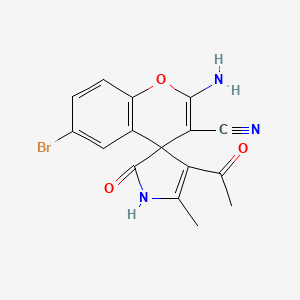 4'-acetyl-2-amino-6-bromo-5'-methyl-2'-oxo-1',2'-dihydrospiro[chromene-4,3'-pyrrole]-3-carbonitrile