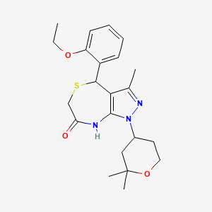 molecular formula C22H29N3O3S B4176041 1-(2,2-dimethyltetrahydro-2H-pyran-4-yl)-4-(2-ethoxyphenyl)-3-methyl-4,8-dihydro-1H-pyrazolo[3,4-e][1,4]thiazepin-7(6H)-one 