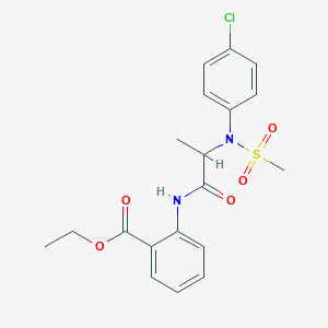 molecular formula C19H21ClN2O5S B4176082 ethyl 2-{[N-(4-chlorophenyl)-N-(methylsulfonyl)alanyl]amino}benzoate 