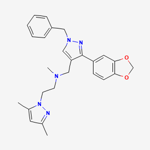 molecular formula C26H29N5O2 B4176105 N-{[3-(1,3-benzodioxol-5-yl)-1-benzyl-1H-pyrazol-4-yl]methyl}-2-(3,5-dimethyl-1H-pyrazol-1-yl)-N-methylethanamine 