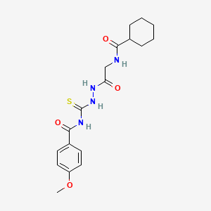 molecular formula C18H24N4O4S B4176157 N-[(2-{[(cyclohexylcarbonyl)amino]acetyl}hydrazino)carbonothioyl]-4-methoxybenzamide 