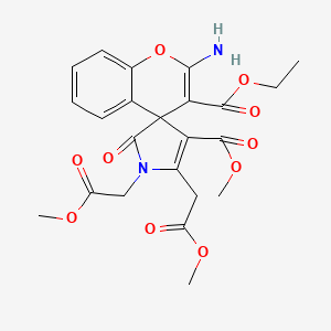 molecular formula C23H24N2O10 B4176167 3-ethyl 4'-methyl 2-amino-1',5'-bis(2-methoxy-2-oxoethyl)-2'-oxo-1',2'-dihydrospiro[chromene-4,3'-pyrrole]-3,4'-dicarboxylate 
