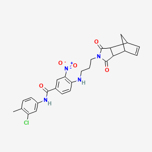 N-(3-chloro-4-methylphenyl)-4-{[3-(3,5-dioxo-4-azatricyclo[5.2.1.0~2,6~]dec-8-en-4-yl)propyl]amino}-3-nitrobenzamide