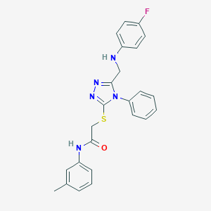 molecular formula C24H22FN5OS B417619 2-[(5-{[(4-fluorophenyl)amino]methyl}-4-phenyl-4H-1,2,4-triazol-3-yl)sulfanyl]-N-(3-methylphenyl)acetamide 