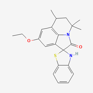 molecular formula C22H24N2O2S B4176193 8'-ethoxy-4',4',6'-trimethyl-5',6'-dihydro-3H,4'H-spiro[1,3-benzothiazole-2,1'-pyrrolo[3,2,1-ij]quinolin]-2'-one 