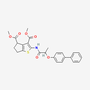 dimethyl 2-{[2-(4-biphenylyloxy)propanoyl]amino}-5,6-dihydro-4H-cyclopenta[b]thiophene-3,4-dicarboxylate