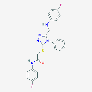 molecular formula C23H19F2N5OS B417621 N-(4-fluorophenyl)-2-[(5-{[(4-fluorophenyl)amino]methyl}-4-phenyl-4H-1,2,4-triazol-3-yl)sulfanyl]acetamide 