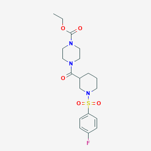molecular formula C19H26FN3O5S B4176232 ethyl 4-({1-[(4-fluorophenyl)sulfonyl]-3-piperidinyl}carbonyl)-1-piperazinecarboxylate 