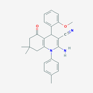 molecular formula C26H27N3O2 B4176235 2-amino-4-(2-methoxyphenyl)-7,7-dimethyl-1-(4-methylphenyl)-5-oxo-1,4,5,6,7,8-hexahydro-3-quinolinecarbonitrile 