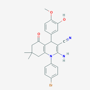 molecular formula C25H24BrN3O3 B4176243 2-amino-1-(4-bromophenyl)-4-(3-hydroxy-4-methoxyphenyl)-7,7-dimethyl-5-oxo-1,4,5,6,7,8-hexahydro-3-quinolinecarbonitrile 
