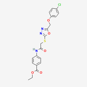molecular formula C20H18ClN3O5S B4176247 ethyl 4-{[({5-[(4-chlorophenoxy)methyl]-1,3,4-oxadiazol-2-yl}thio)acetyl]amino}benzoate 