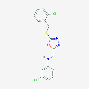 molecular formula C16H13Cl2N3OS B417625 [5-(2-Chloro-benzylsulfanyl)-[1,3,4]oxadiazol-2-ylmethyl]-(3-chloro-phenyl)-amine 