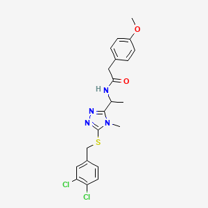 molecular formula C21H22Cl2N4O2S B4176250 N-(1-{5-[(3,4-dichlorobenzyl)thio]-4-methyl-4H-1,2,4-triazol-3-yl}ethyl)-2-(4-methoxyphenyl)acetamide 