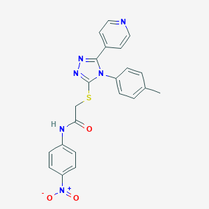 molecular formula C22H18N6O3S B417629 N-{4-nitrophenyl}-2-{[4-(4-methylphenyl)-5-pyridin-4-yl-4H-1,2,4-triazol-3-yl]sulfanyl}acetamide 