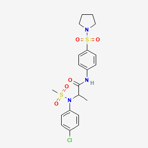 molecular formula C20H24ClN3O5S2 B4176301 N~2~-(4-chlorophenyl)-N~2~-(methylsulfonyl)-N~1~-[4-(1-pyrrolidinylsulfonyl)phenyl]alaninamide 