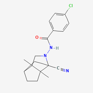 molecular formula C18H20ClN3O B4176324 4-chloro-N-(3-cyano-6,7-dimethyl-4-azatricyclo[4.3.0.0~3,7~]non-4-yl)benzamide 