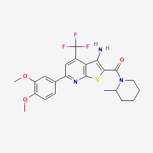molecular formula C23H24F3N3O3S B4176327 6-(3,4-dimethoxyphenyl)-2-[(2-methyl-1-piperidinyl)carbonyl]-4-(trifluoromethyl)thieno[2,3-b]pyridin-3-amine 