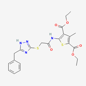 molecular formula C22H24N4O5S2 B4176332 diethyl 5-({[(5-benzyl-4H-1,2,4-triazol-3-yl)thio]acetyl}amino)-3-methyl-2,4-thiophenedicarboxylate 