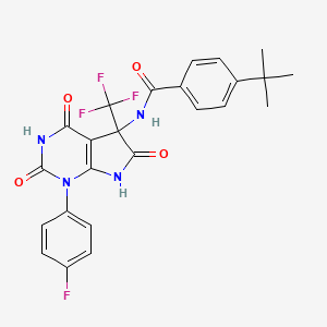 molecular formula C24H20F4N4O4 B4176340 4-tert-butyl-N-[1-(4-fluorophenyl)-2,4,6-trioxo-5-(trifluoromethyl)-2,3,4,5,6,7-hexahydro-1H-pyrrolo[2,3-d]pyrimidin-5-yl]benzamide 