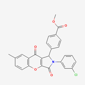 molecular formula C26H18ClNO5 B4176343 methyl 4-[2-(3-chlorophenyl)-7-methyl-3,9-dioxo-1,2,3,9-tetrahydrochromeno[2,3-c]pyrrol-1-yl]benzoate 
