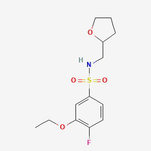 molecular formula C13H18FNO4S B4176352 3-ethoxy-4-fluoro-N-(tetrahydro-2-furanylmethyl)benzenesulfonamide 