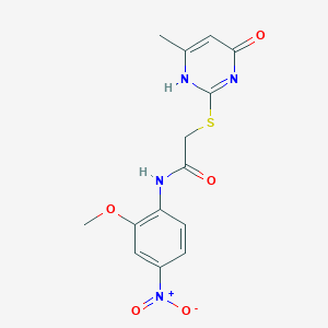 molecular formula C14H14N4O5S B417637 N-(2-methoxy-4-nitrophenyl)-2-[(6-methyl-4-oxo-1H-pyrimidin-2-yl)sulfanyl]acetamide 