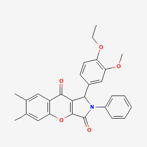 molecular formula C28H25NO5 B4176370 1-(4-ethoxy-3-methoxyphenyl)-6,7-dimethyl-2-phenyl-1,2-dihydrochromeno[2,3-c]pyrrole-3,9-dione 