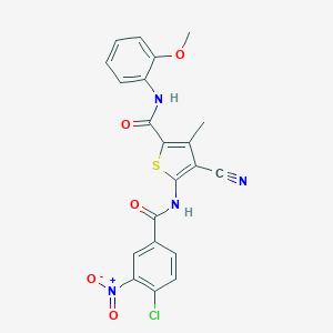 molecular formula C21H15ClN4O5S B417638 5-[({4-chloro-3-nitrophenyl}carbonyl)amino]-4-cyano-3-methyl-N-[2-(methyloxy)phenyl]thiophene-2-carboxamide 