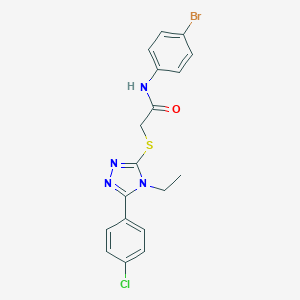 molecular formula C18H16BrClN4OS B417639 N-(4-bromophenyl)-2-{[5-(4-chlorophenyl)-4-ethyl-4H-1,2,4-triazol-3-yl]sulfanyl}acetamide CAS No. 493013-51-7