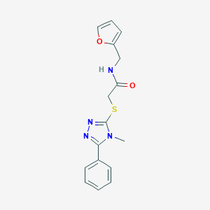 molecular formula C16H16N4O2S B417641 N-Furan-2-ylmethyl-2-(4-methyl-5-phenyl-4H-[1,2,4]triazol-3-ylsulfanyl)-acetamide 
