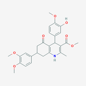 molecular formula C27H29NO7 B417643 Methyl 7-[3,4-bis(methyloxy)phenyl]-4-[3-hydroxy-4-(methyloxy)phenyl]-2-methyl-5-oxo-1,4,5,6,7,8-hexahydroquinoline-3-carboxylate 