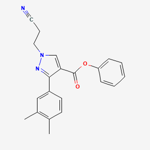 molecular formula C21H19N3O2 B4176433 phenyl 1-(2-cyanoethyl)-3-(3,4-dimethylphenyl)-1H-pyrazole-4-carboxylate 