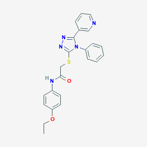 molecular formula C23H21N5O2S B417648 N-[4-(ethyloxy)phenyl]-2-[(4-phenyl-5-pyridin-3-yl-4H-1,2,4-triazol-3-yl)sulfanyl]acetamide 