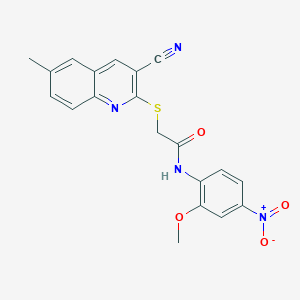 2-[(3-cyano-6-methylquinolin-2-yl)sulfanyl]-N-[4-nitro-2-(methyloxy)phenyl]acetamide