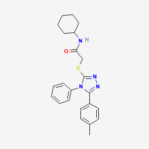 molecular formula C23H26N4OS B4176515 N-cyclohexyl-2-{[5-(4-methylphenyl)-4-phenyl-4H-1,2,4-triazol-3-yl]thio}acetamide 