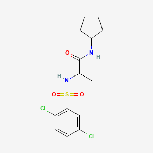 molecular formula C14H18Cl2N2O3S B4176520 N~1~-cyclopentyl-N~2~-[(2,5-dichlorophenyl)sulfonyl]alaninamide 