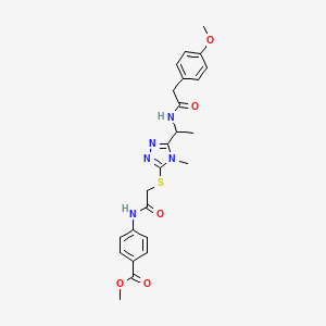 molecular formula C24H27N5O5S B4176528 methyl 4-[({[5-(1-{[(4-methoxyphenyl)acetyl]amino}ethyl)-4-methyl-4H-1,2,4-triazol-3-yl]thio}acetyl)amino]benzoate 