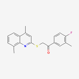molecular formula C20H18FNOS B4176543 2-[(4,8-dimethyl-2-quinolinyl)thio]-1-(4-fluoro-3-methylphenyl)ethanone 