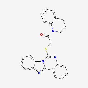 molecular formula C25H20N4OS B4176550 6-{[2-(3,4-dihydro-1(2H)-quinolinyl)-2-oxoethyl]thio}benzimidazo[1,2-c]quinazoline 